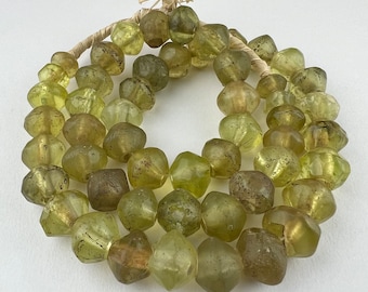Yellow Vaseline Beads. Antique African Trade Beads TB-3677
