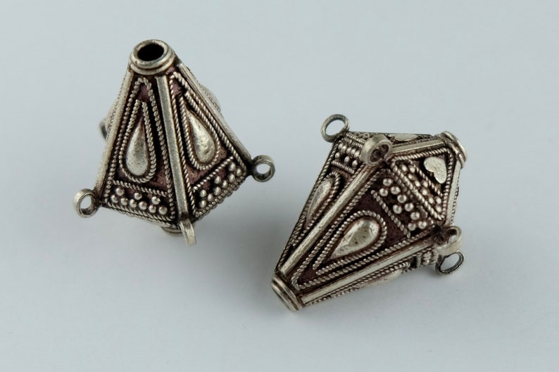 36x31mm Silver Trade Beads Vintage Silver Beads from India SKU-TB-713