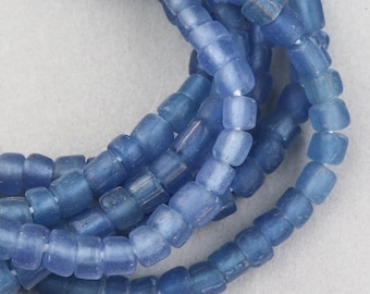 Java Indo-Pacific Tradewind Beads. Handmade Transparent Denim Blue Small trade bead. GLS-120