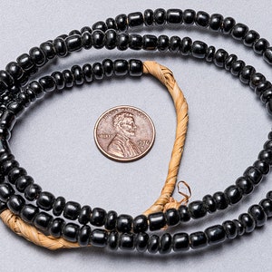 African Ghana Black Glass Seed Beads. SB-65