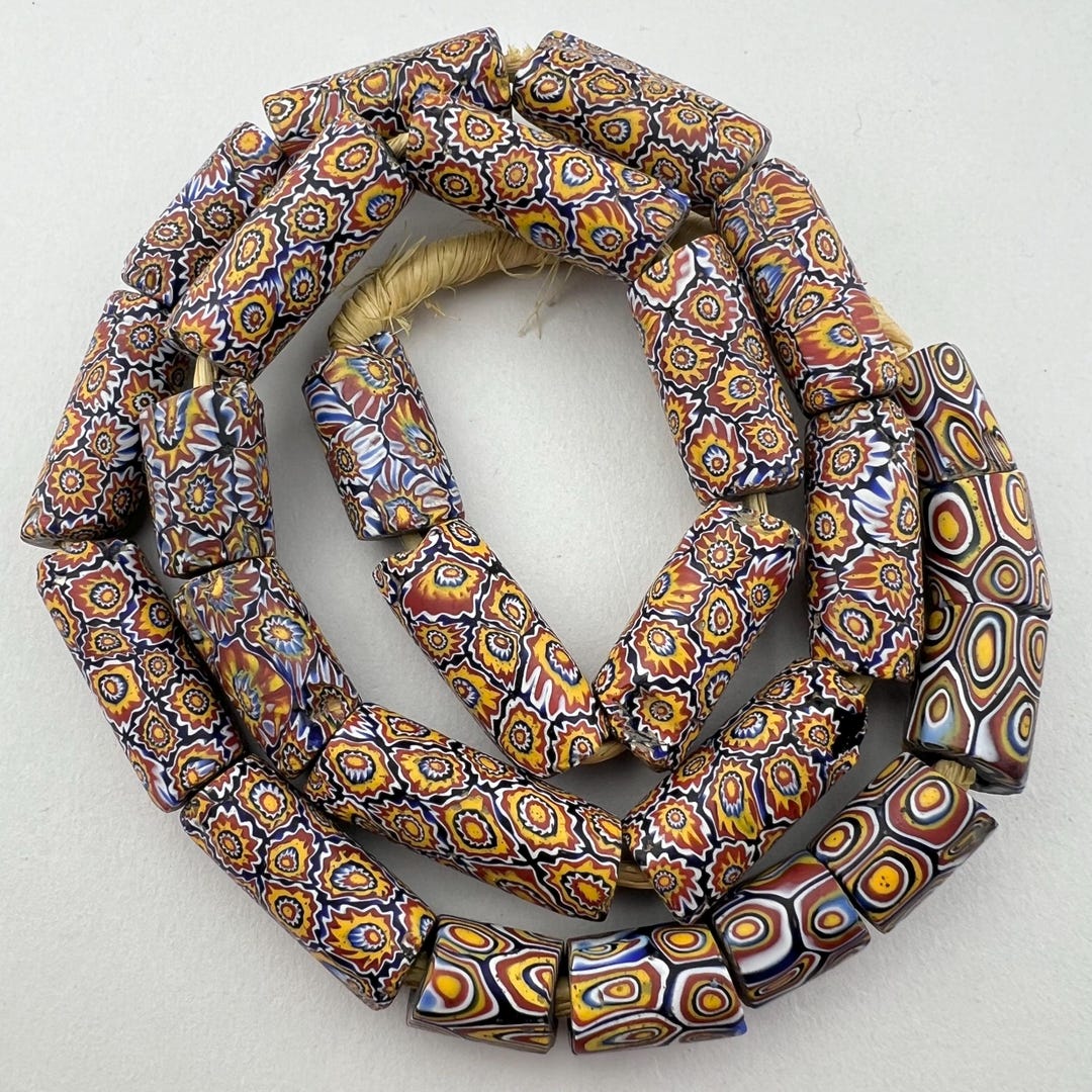 Perles Anciennes Du Sahara Millefiori Murano - Authentiques, Période 1850-1920, Multicolores