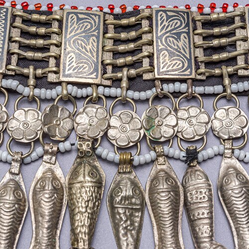 Shops Niello Kuchi Silver Necklace. Vintage Afghan Tribal Choker Jewelry. TB-2131