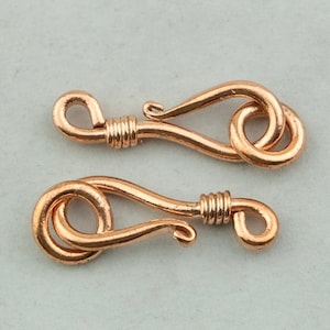 2 Copper Hook and Eye Clasps. Handmade Organic Solid Copper Hook clasps. CL-3