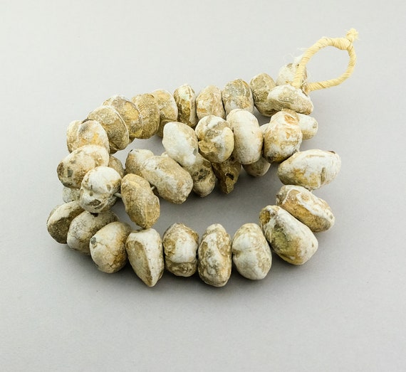 Vintage Fossil Sand Dollar Beads. African Stone Beads. Home Decor