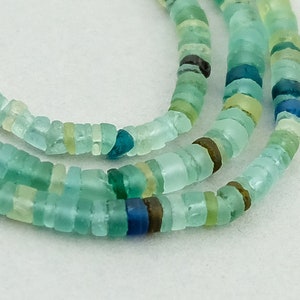 179 Ancient 4-5mm Roman Glass Heishi Beads. Blue Green Roman Era Glass beads. ROM-72