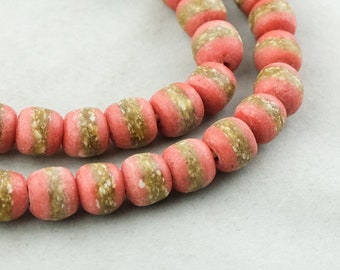 Details about   Made In Ghana Recycled Glass Orange Coral Yellow African Trade Beads-Ghana 