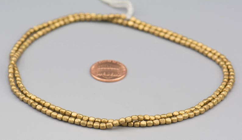 Rounded Rectangular 2.5x3mm Golden Brass Spacer Metal Beads 200 on 24 Strand SKU-MB-4-B image 3