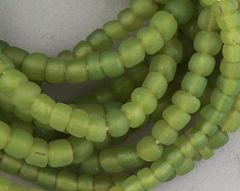 Small Olive Green Glass Handmade Java Beads.  Tribal Jewelry Supply. GLS-122