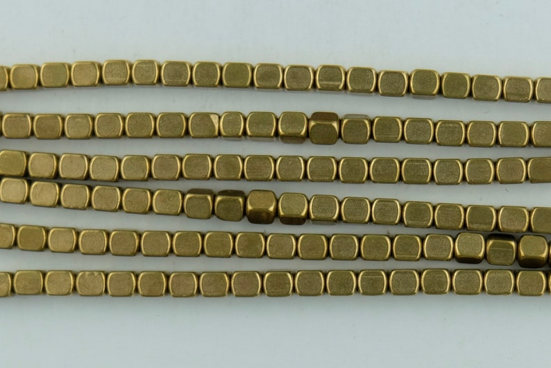 105 Brass Square Cube Beads 5mm slightly rounded square Metal Beads SKU-MB-139-B