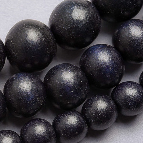 Black Round Wood Beads. 8mm 10mm 12mm High Quality Natural Wooden Beads. RW13