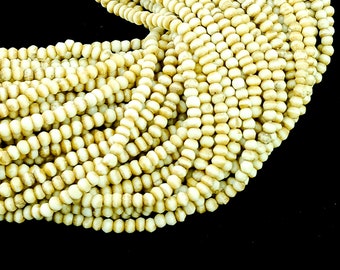 Small Bone Spacer Beads. 4.5mm Rustic Tea Stain Bone Beads. BLS-17
