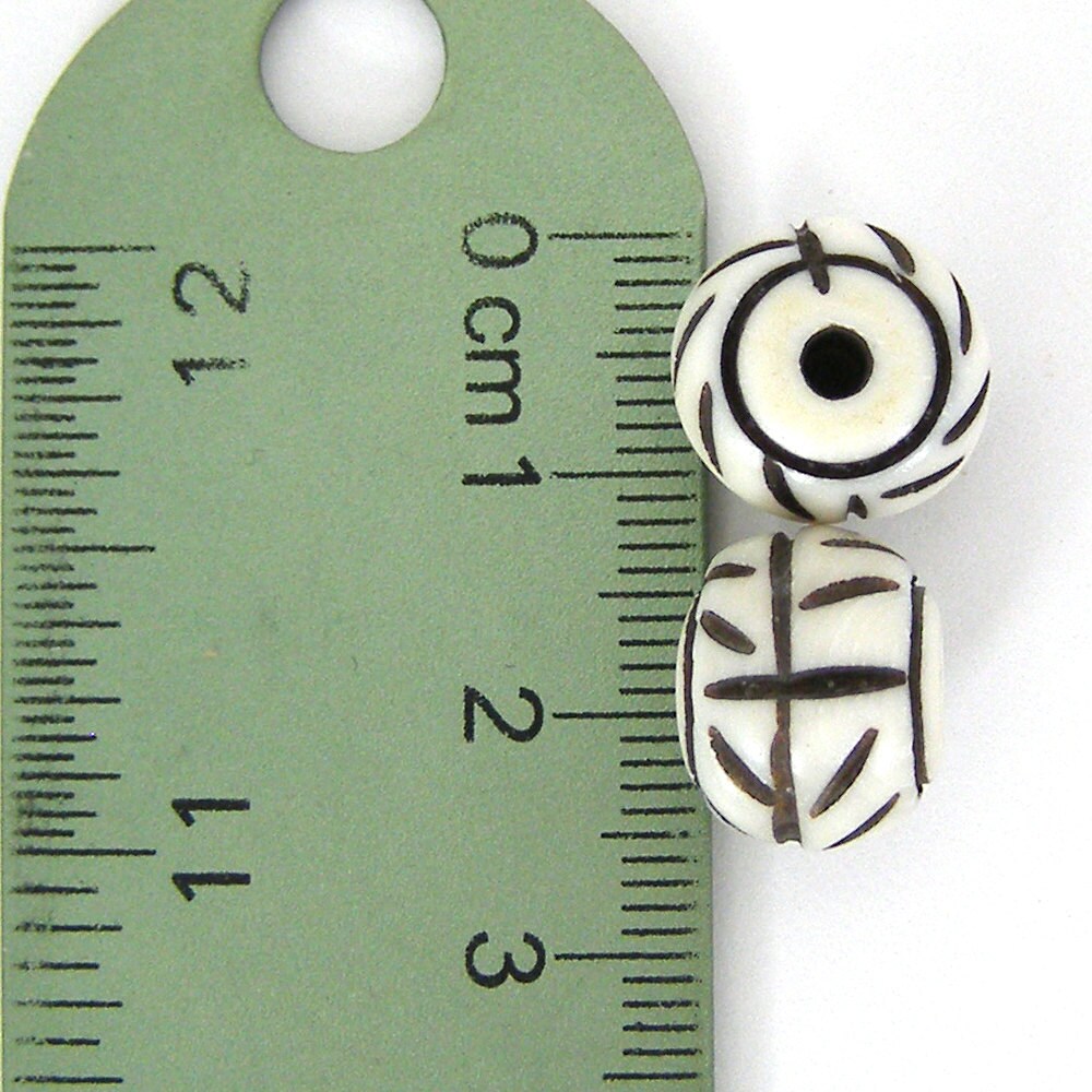 Hand Carved Ox Bone Beads - 12x9mm Ox Bone - 3mm Large Hole