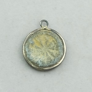 Dharma Wheel Pendant. Buddha Amulet. Stone Dharma Wheel Charm. SKU-PEN-155