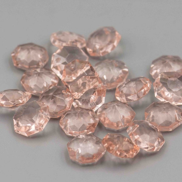 20 Vintage Pink Glass Octogon Crystal Beads for Lamps, Mobiles, Wedding Decor, Chandelier CZ-34