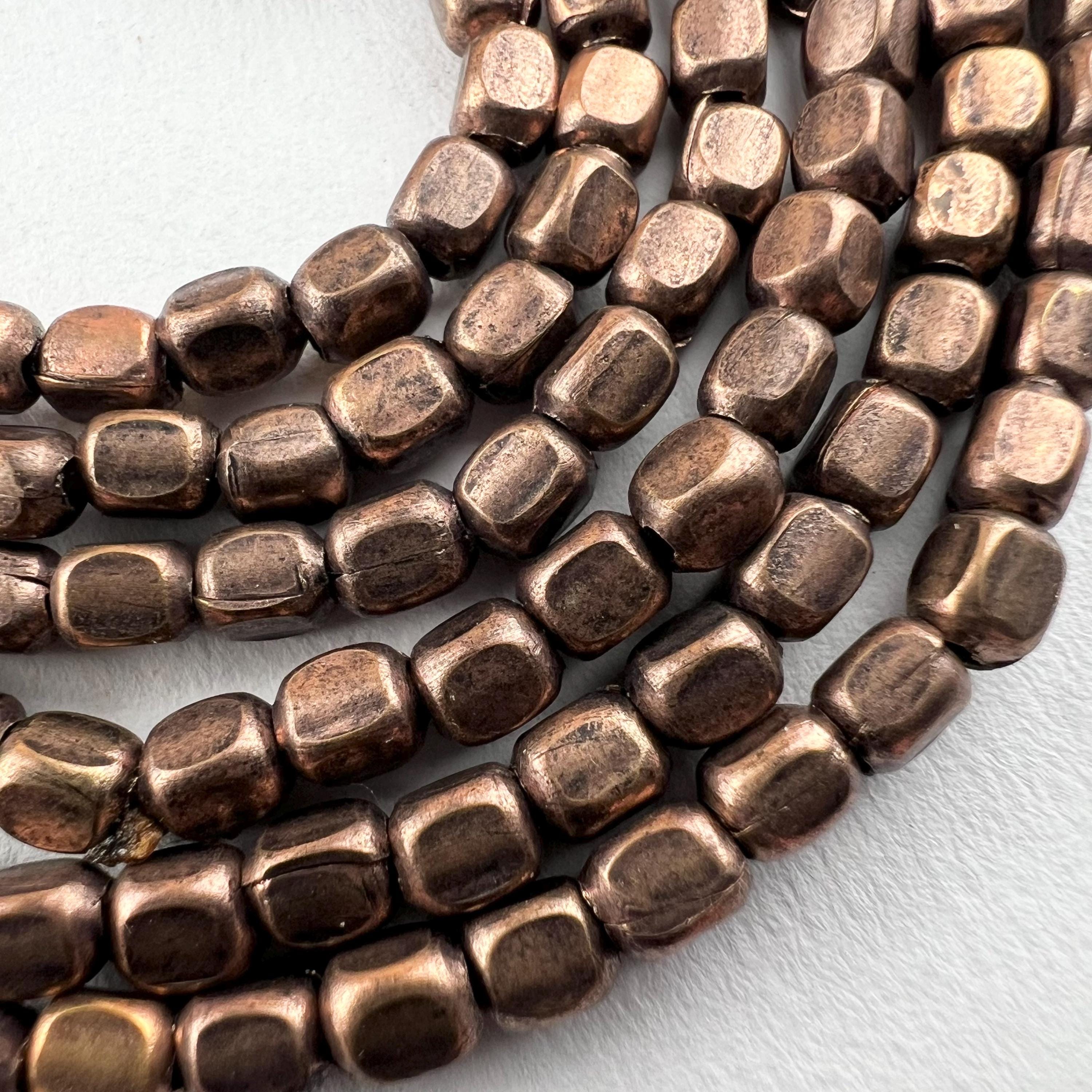 Copper Rectangular Spacer Rounded Rectangle Antique Copper Plated Brass Spacer Beads 3.5x4mm MB ...