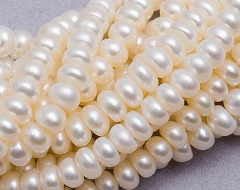 6-7mm White Potato Freshwater Pearl Strands,15.5 inch PLF8245 about 65 beads,0.6mm hole