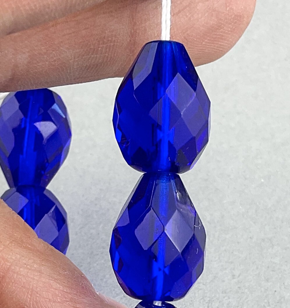 10 Teardrop 16mm Czech Cobalt Blue Glass Beads. CZ-525 - Etsy