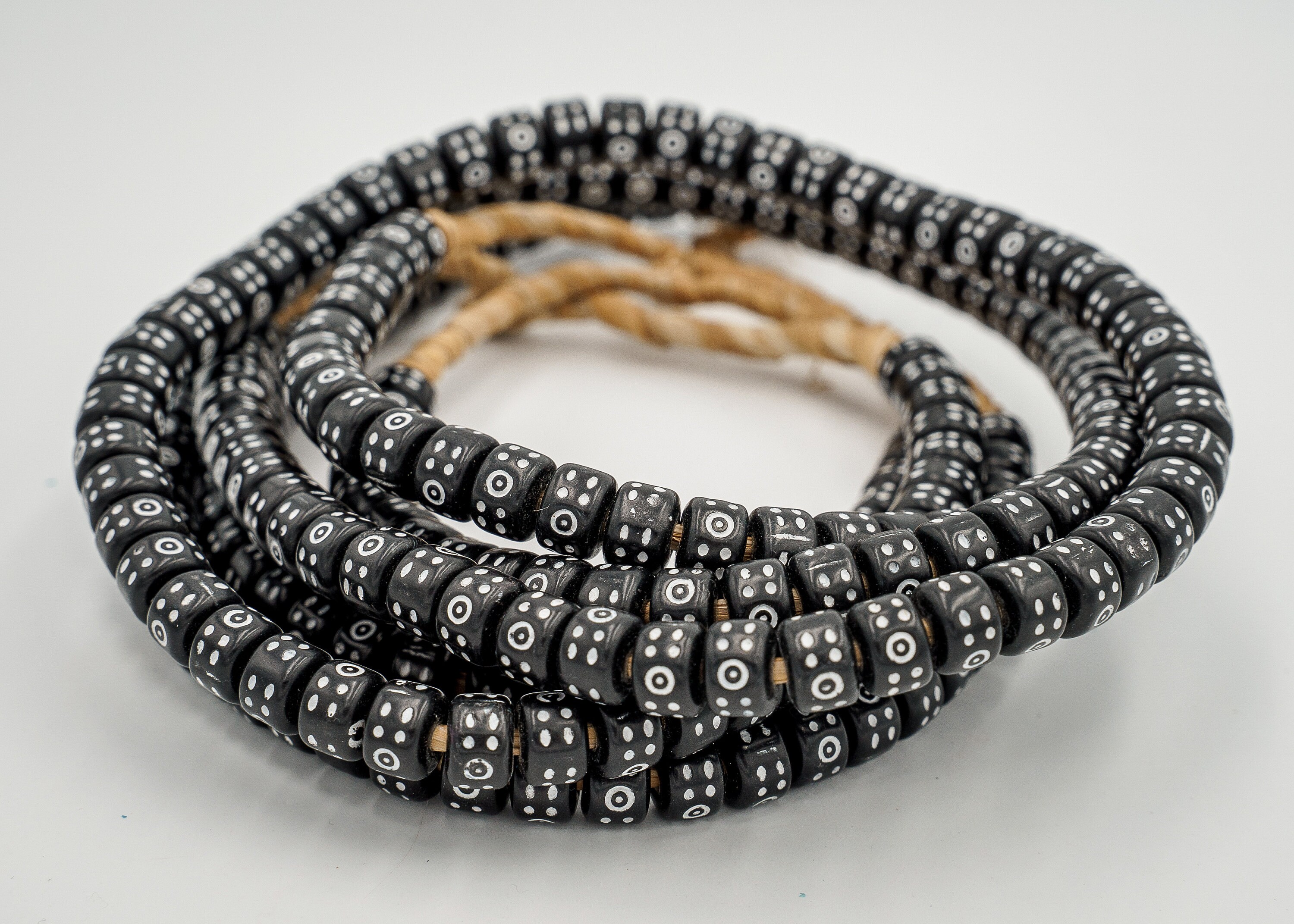 Black Resin Eye Beads. African Protective Eye Roller Beads. TBW