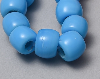 54 Blue Crow Pony Beads. 9X7mm Big Hole Glass Beads. PONY-13