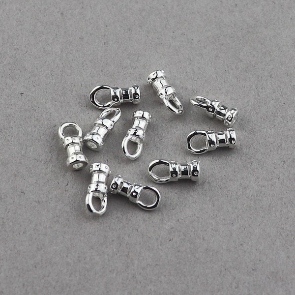 10 Silver Plated 1.5mm Leather Crimp Ends With Loop. CL-18-S