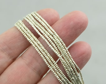600 Tiny Silver Beads. Ethiopian Silver Plated  Heishi Beads. MB-23-S