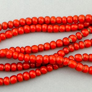 Large 8mm Red Whiteheart Beads, African Whiteheart Trade Beads. REDWH ...