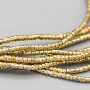 28” Tiny Brass Beads. 1.5x2mm Gold Brass Beads From Ethiopia. MB-23-B