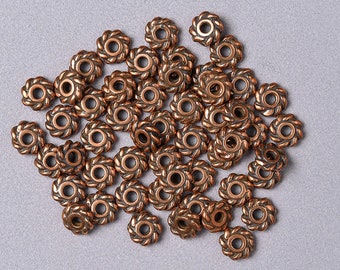 50 Antique Copper Bead Spacers. Tierracast copper plated pewter Heishi Beads. FMB-94