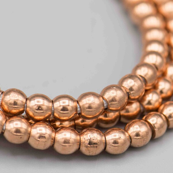 Smooth Round Copper Beads with 2mm Hole 150 5mm Beads  on 24" Strand SKU-MB-16-C