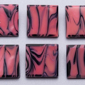 6 Vintage Czech Glass Cabochons. Mid Century Square Cabs. CAB-225