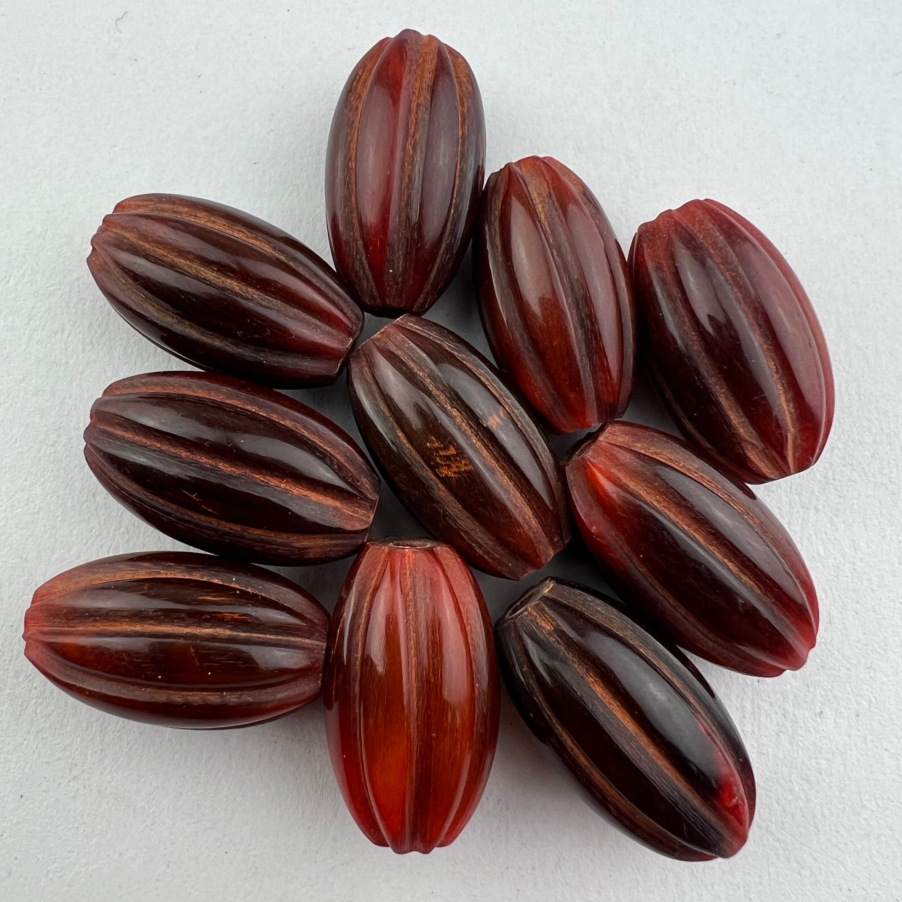 10 Horn Melon Beads. Large Beads with Large Holes. HSS-19