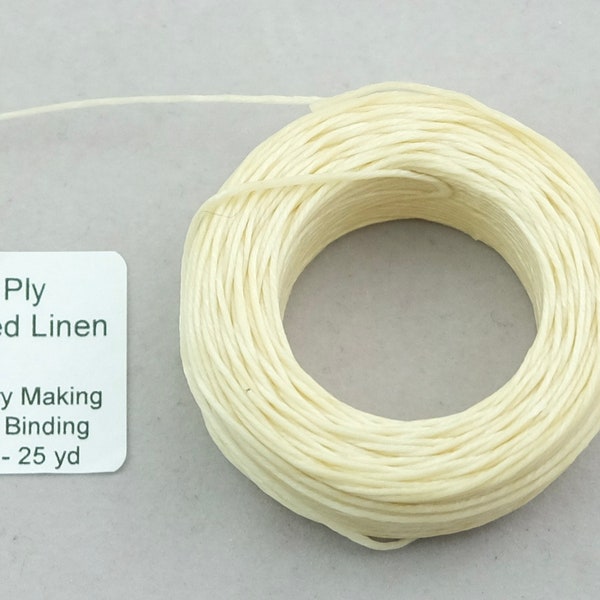 Linen cord 5 ply. Cream White Natural French Linen 5 ply Thread. SKU-cord-3