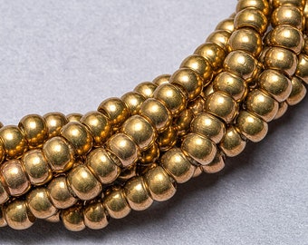 100 Brass Rondelle Beads. 5mm Spacer Brass Beads with 2mm hole. MB-255