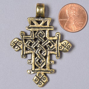 Coptic Ethiopian Brass Cross. Coptic Style Tribal Cross. PEN-213