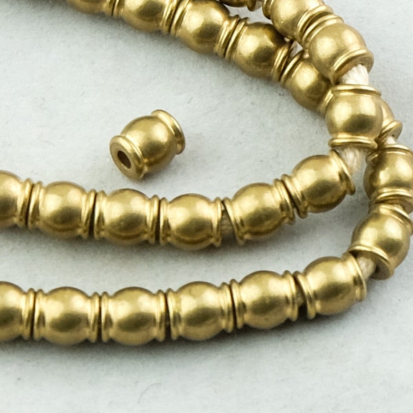 80 Antique Brass Lantern Collared Beads . 7x6mm Beveled Beads with 2mm Hole. MB-167-AB