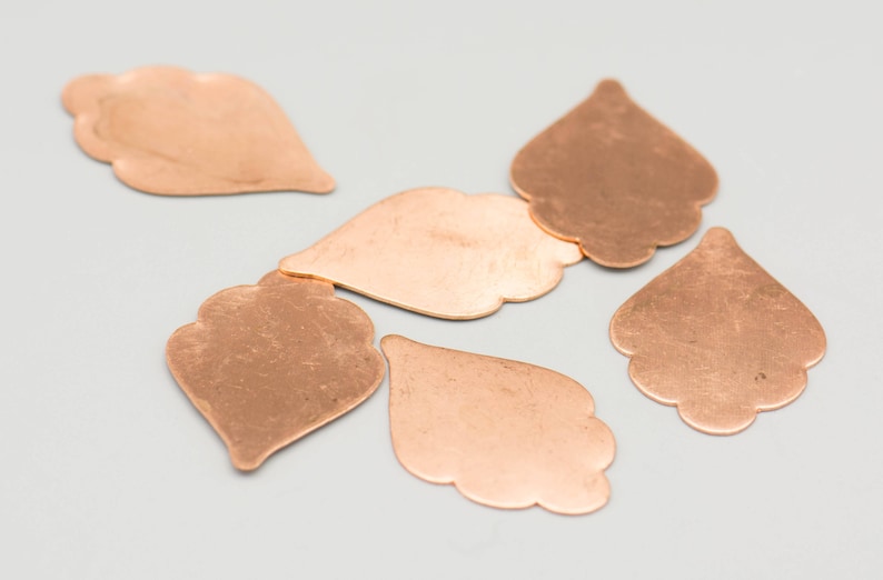 40x25mm enamel blank etching blank 22gauge Copper Blanks Scalloped Leaf 1 12 6 stamping blank