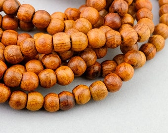 108 Rosewood Mala,  Rustic Smooth Wood Beads,  10x12mm Yoga Mala Jewelry Supply, Buddhist Wood Mala SKU-WOOD-46