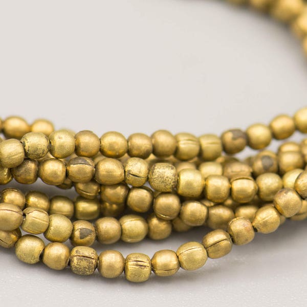 320 Tiny Round Brass Beads. 2mm Brass Metal Beads. MB-14-B