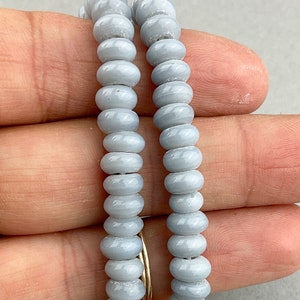 Donut Java Beads. 6mm Big Hole Light Grey Glass Beads. GRLS-74