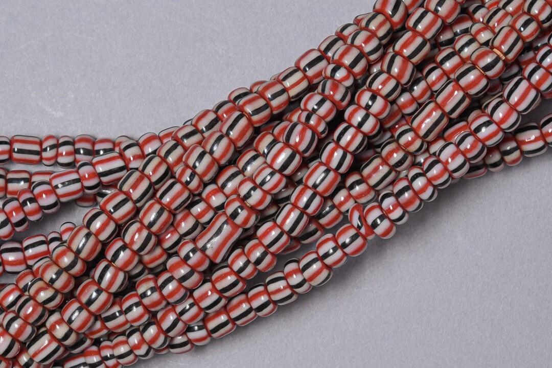 beads様 160 Striped Glass Seed Beads. 5mm Brown Stripe Chevron Beads