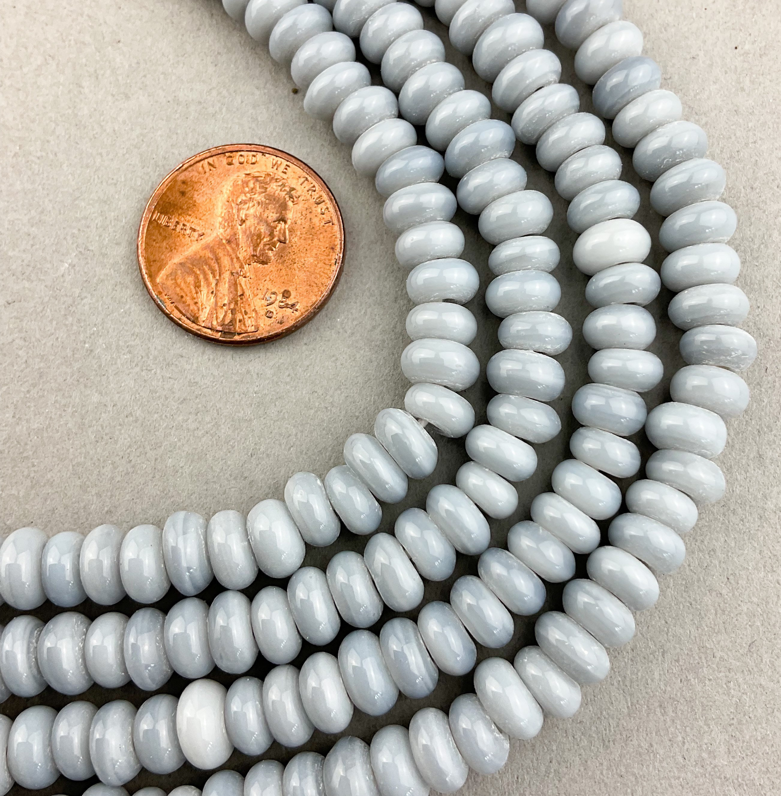 Donut Java Beads. 6mm Big Hole Light Grey Glass Beads. GRLS74 Etsy