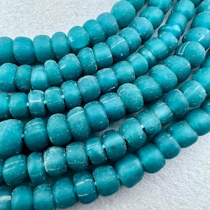 Java Indo-Pacific Tradewind Beads.  Small Matte Teal Green Colored Glass Java Beads. GLS-129