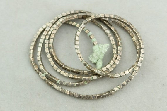 Small Silver Ethiopian Beads. African Metal Cube Beads. MB