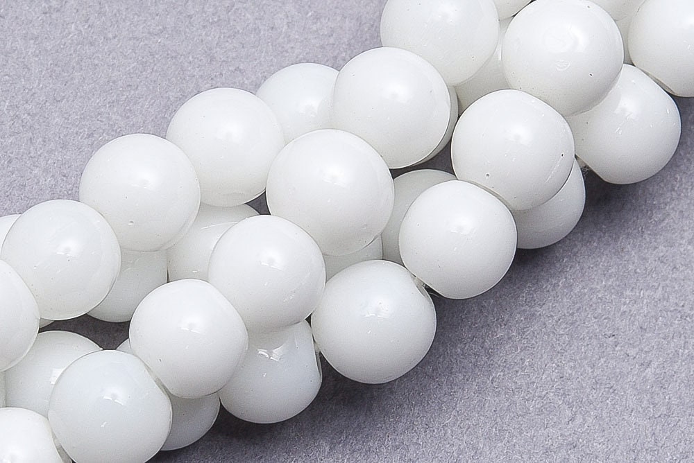 White Opaque 10mm Coin Alpha Beads - Black Number Mix (72pcs)