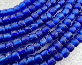 Java Indo-Pacific Tradewind Beads.  Small Striped Soft Light Blue in Varying Shades Color Glass Java Beads. SKU-GLS-146
