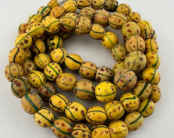 Antique Venetian African Trade Beads. Mustard Yellow Old Eye Beads