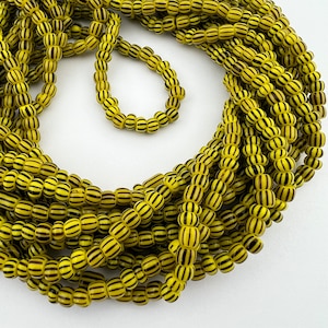 200 Striped Glass Seed Beads. Yellow stripe Chevron beads. SKU-SB-71