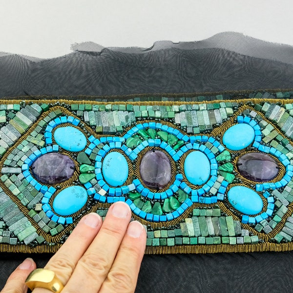 Judith Lieberman Gemstone Beads Purse Panel. TB-3061