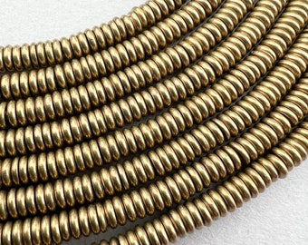 350 Brass Rondelle Beads. 5mm Spacer Heishi Metal Beads. MB-265-B