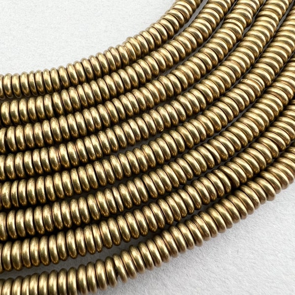 350 Brass Rondelle Beads. 5mm Spacer Heishi Metal Beads. MB-265-B